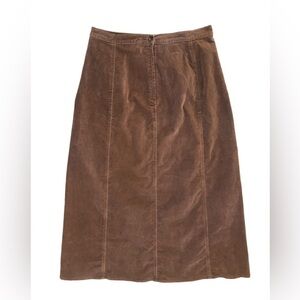 L.L. Bean Maxi A-Line Skirt Sz. 12 Brown Velvet Modest Casual Neutral  Stretch
